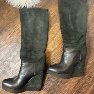 Vince Suede and Leather Tall Platform Boot